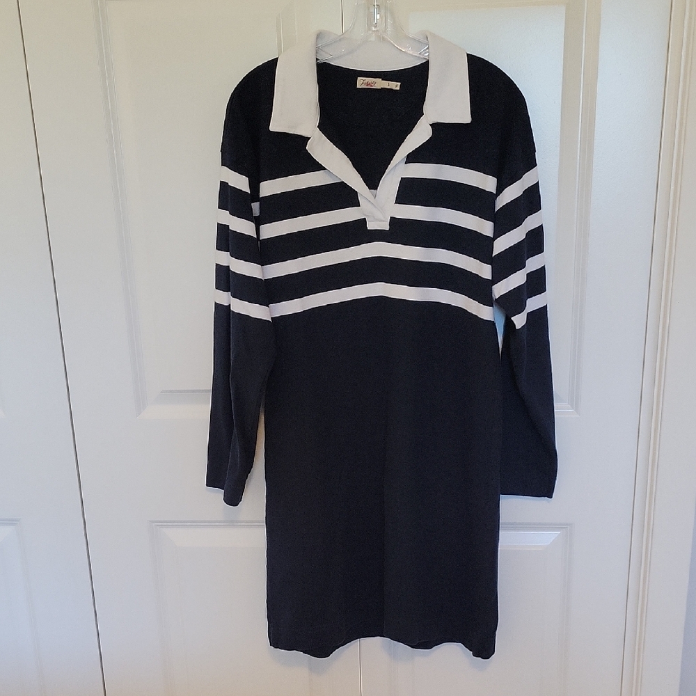 Faherty Navy And White Rugby Dress